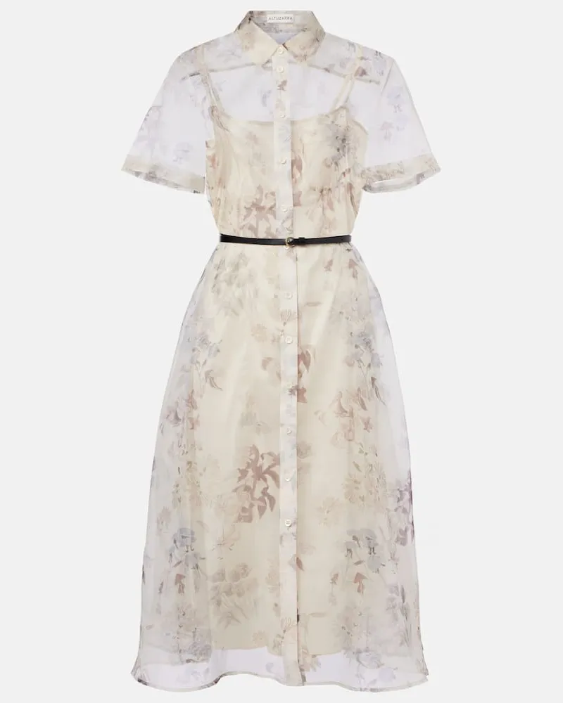 Altuzarra Midikleid Kiera aus Seide Weiß