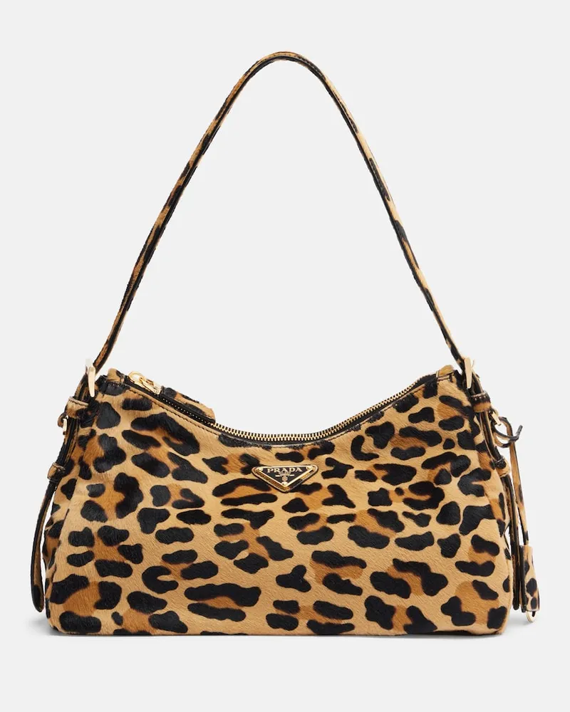 Prada Schultertasche Prada Aimèe Medium aus Kalbshaar Beige