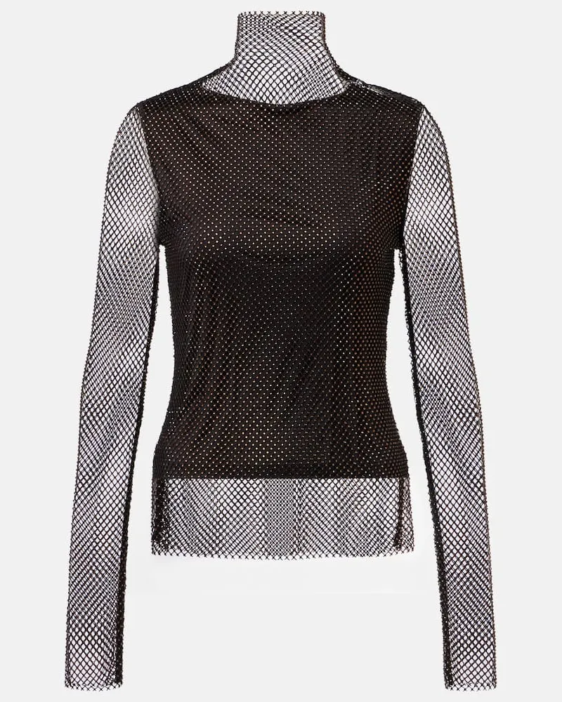 SPORTMAX Top Gerarda aus Mesh mit Kristallen Schwarz