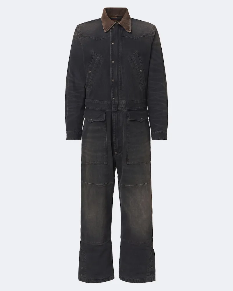 RRL Jumpsuit aus Denim mit Cord Schwarz