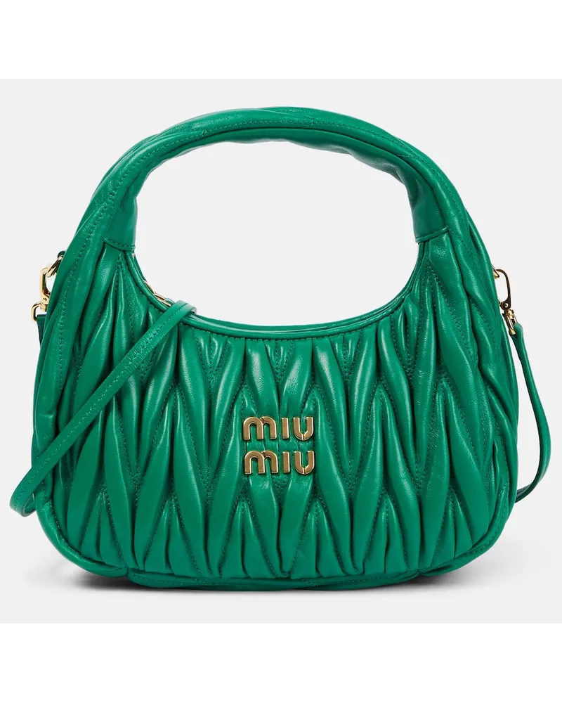 Miu Miu Tote Wander aus Matelasse-Leder Gruen