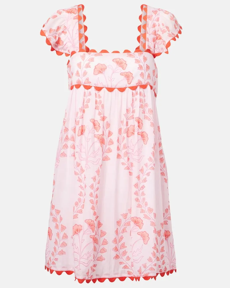 Juliet Dunn Bedrucktes Minikleid aus Baumwolle Rosa