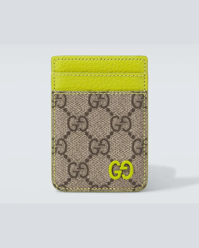 Gucci Kartenetui GG Supreme aus Canvas und Leder Beige