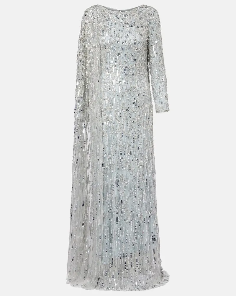 Jenny Packham Verzierte Robe Pauline Silber