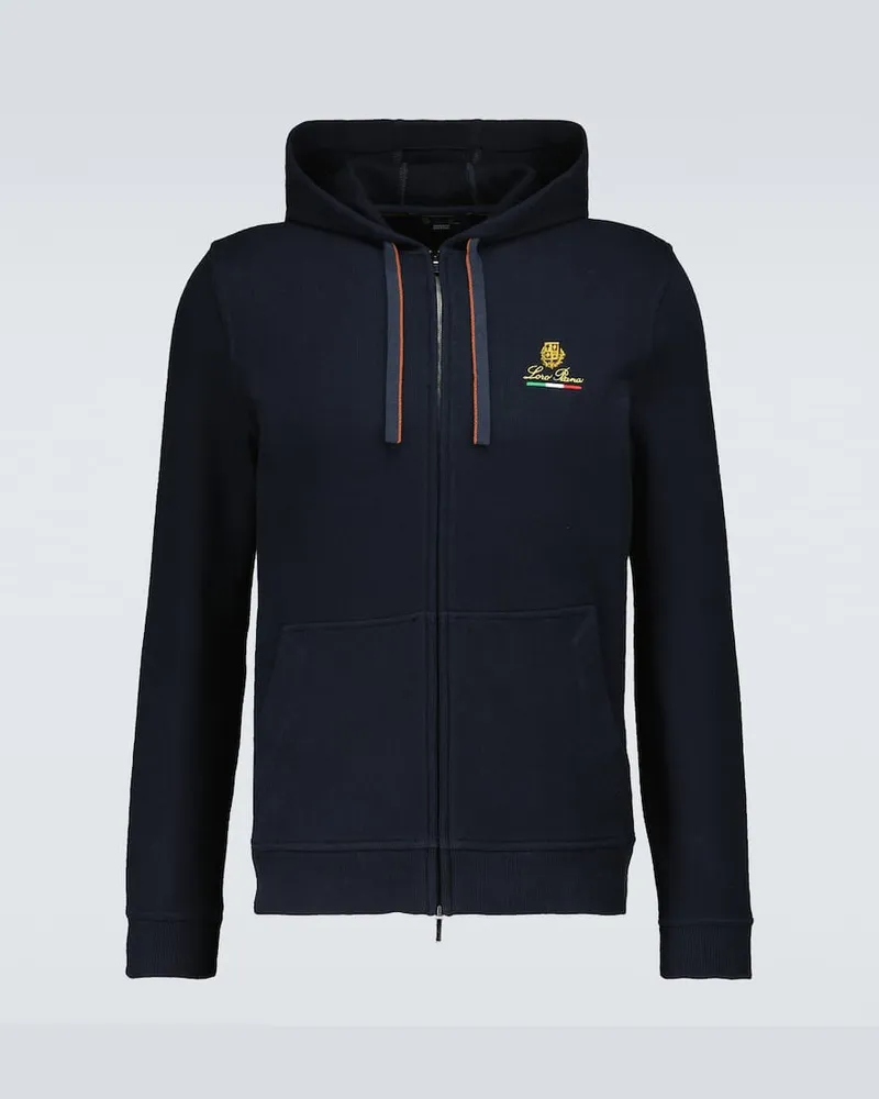 Loro Piana Kapuzenjacke Bomber Horsey aus Baumwolle Blau