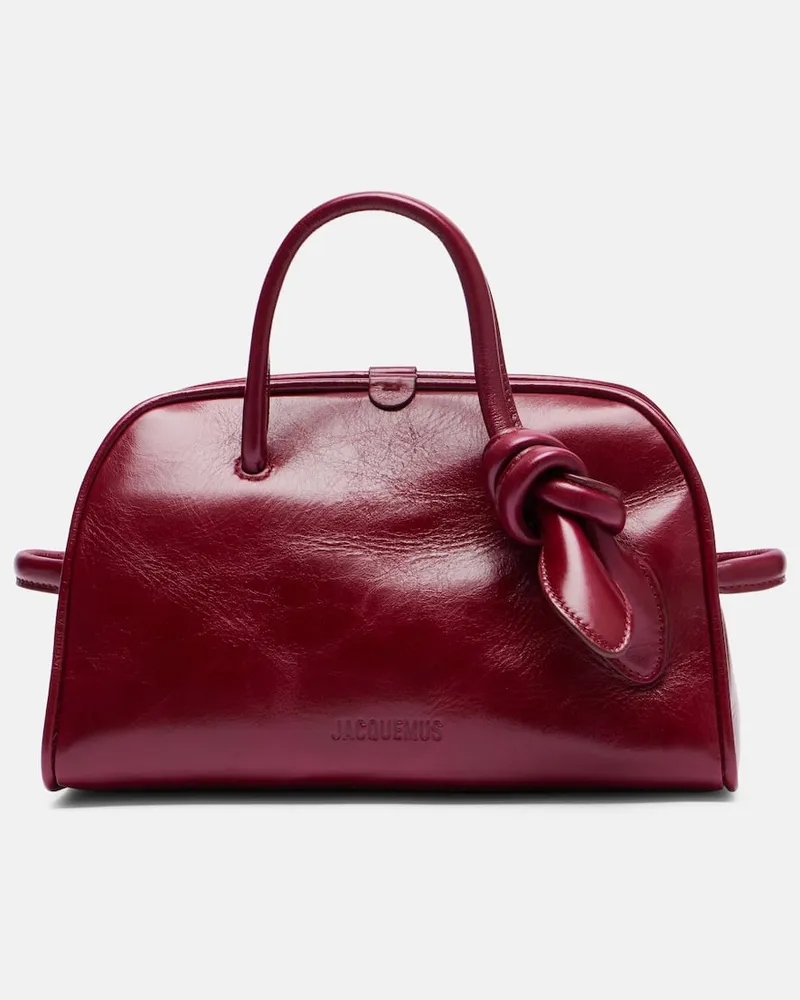 Jacquemus Tote Bag Turismo Small aus Lackleder Burgunderrot
