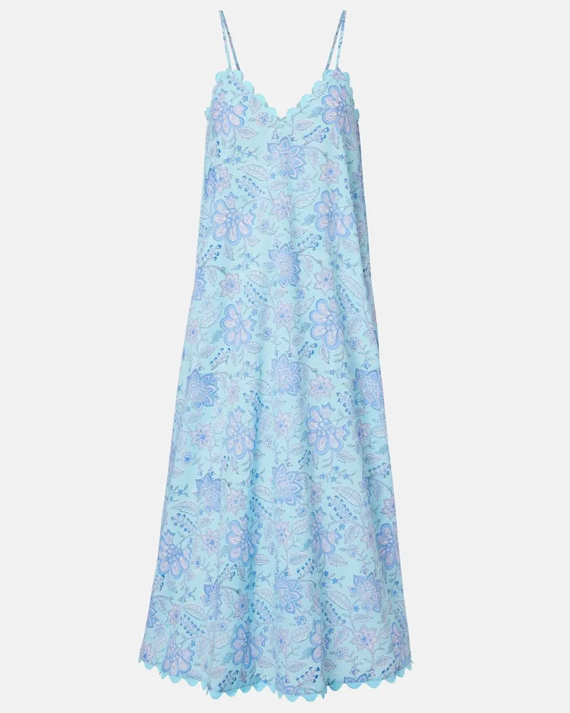 Juliet Dunn Midikleid aus Baumwolle Blau