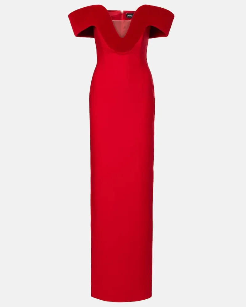 David Koma Robe aus einem Wollgemisch mit Samt Rot