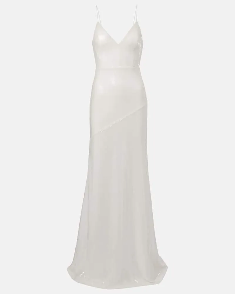 Alex Perry Bridal Robe mit Pailletten Weiß