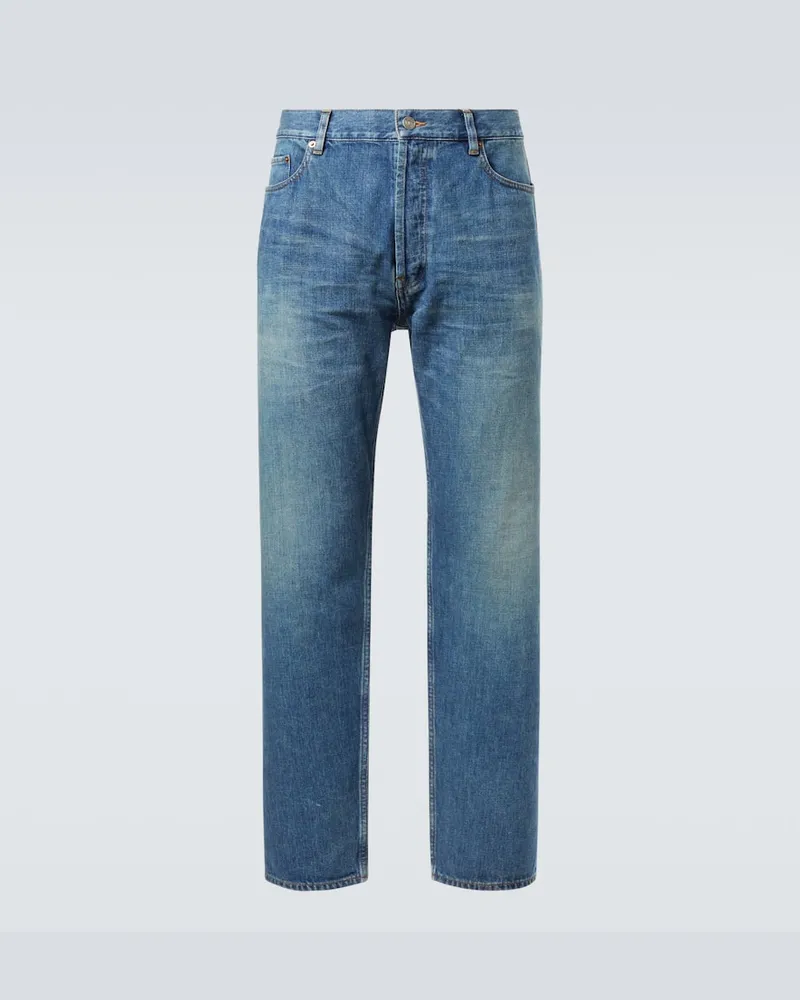 Saint Laurent Mid-Rise Straight Jeans Mick Blau