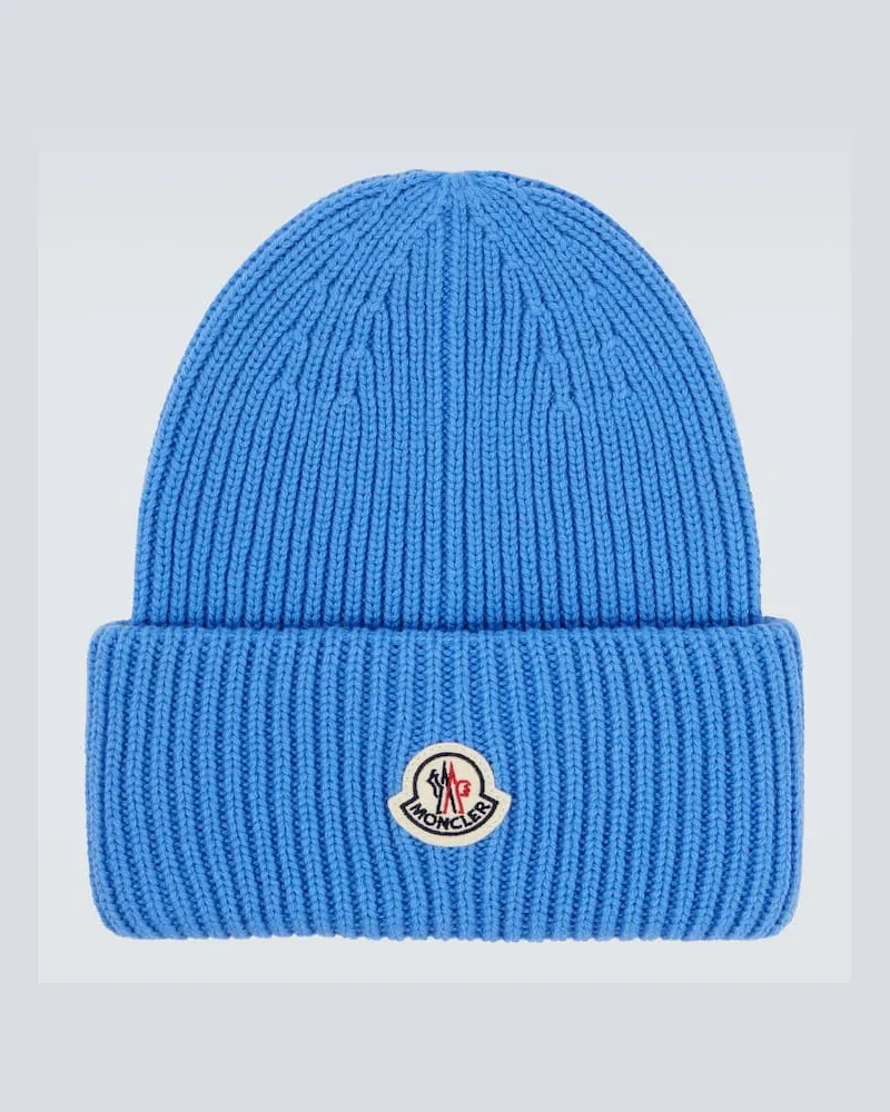 Moncler Mütze aus Wolle und Kaschmir Blau