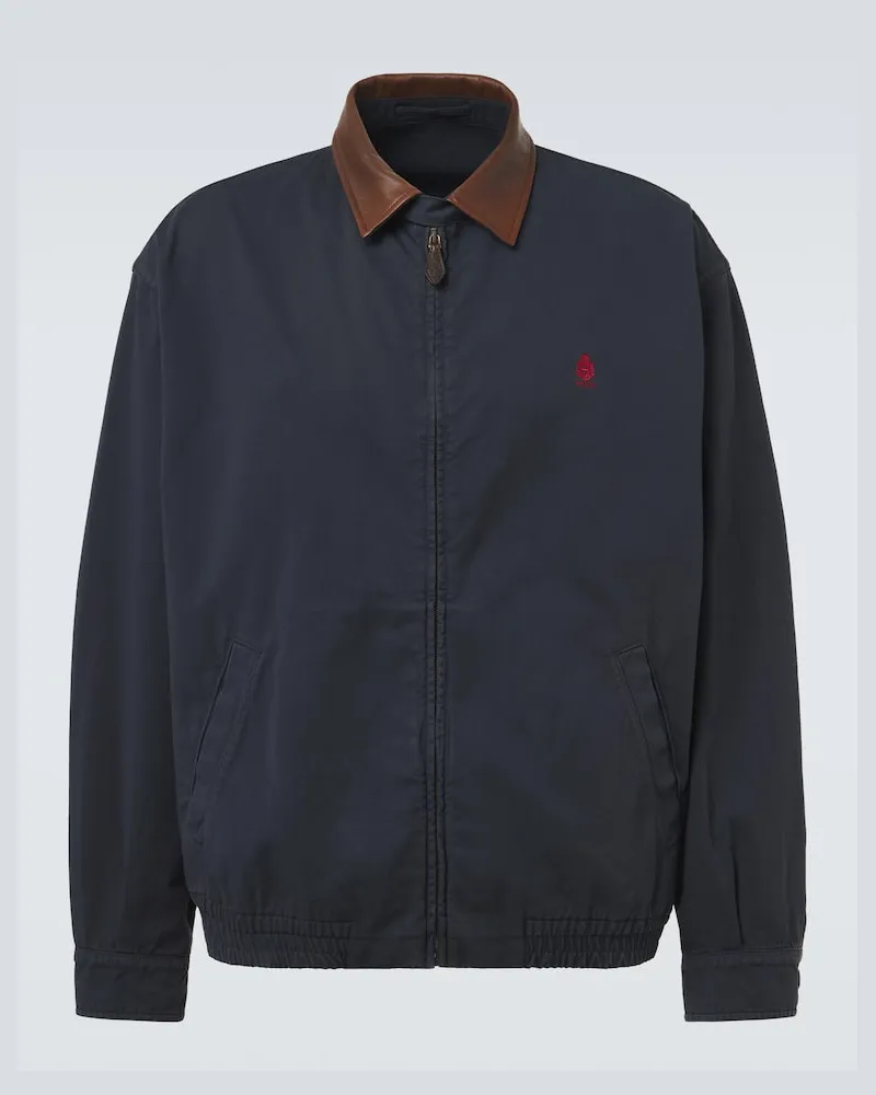 Prada Blouson aus Canvas mit Leder Blau