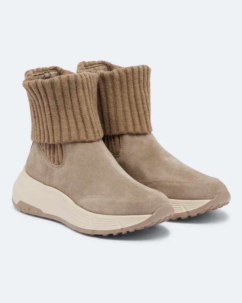 Hogan Ankle Boots H669 aus Veloursleder Beige