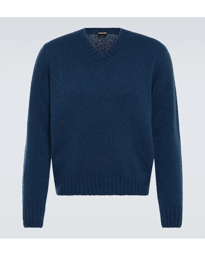 Tom Ford Pullover aus Kaschmir und Seide Blau