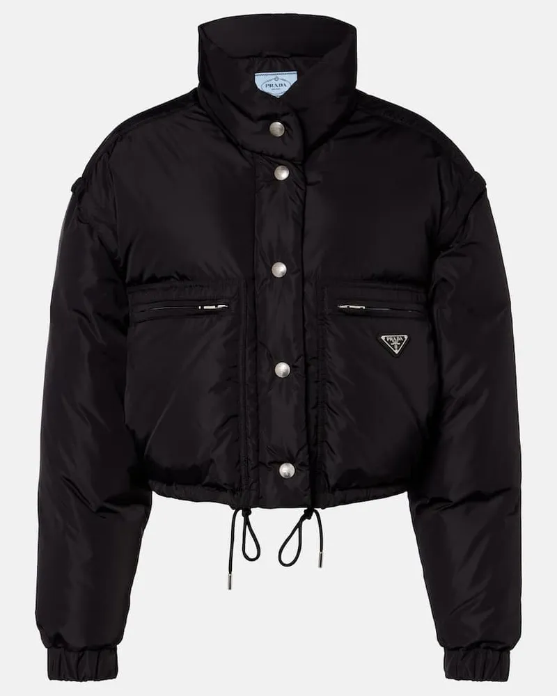 Prada Cropped-Daunenjacke aus Re-Nylon Schwarz
