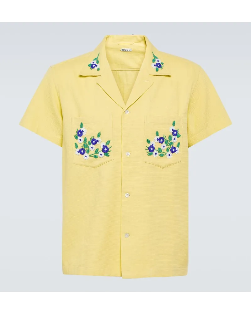 BODE Besticktes Hemd Chicory aus Baumwolle Gelb