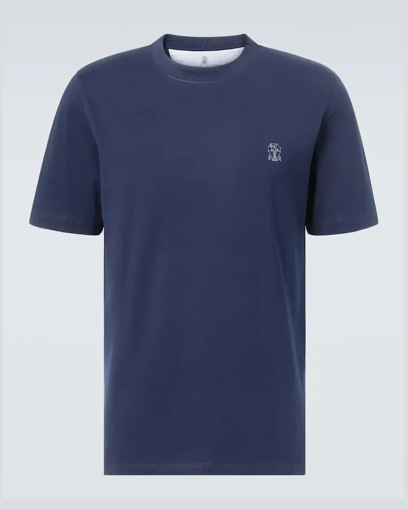 Brunello Cucinelli T-Shirt aus Baumwoll-Jersey Blau