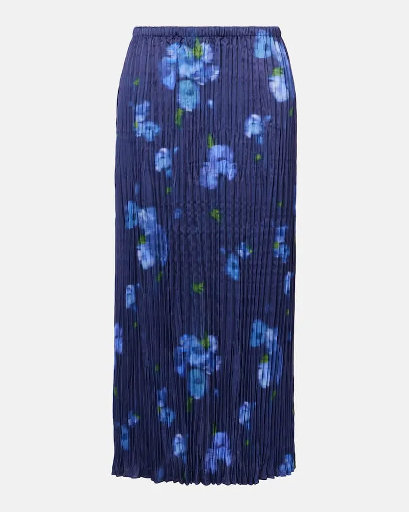 Vince Plissierter Midirock Poppy Blur Blau