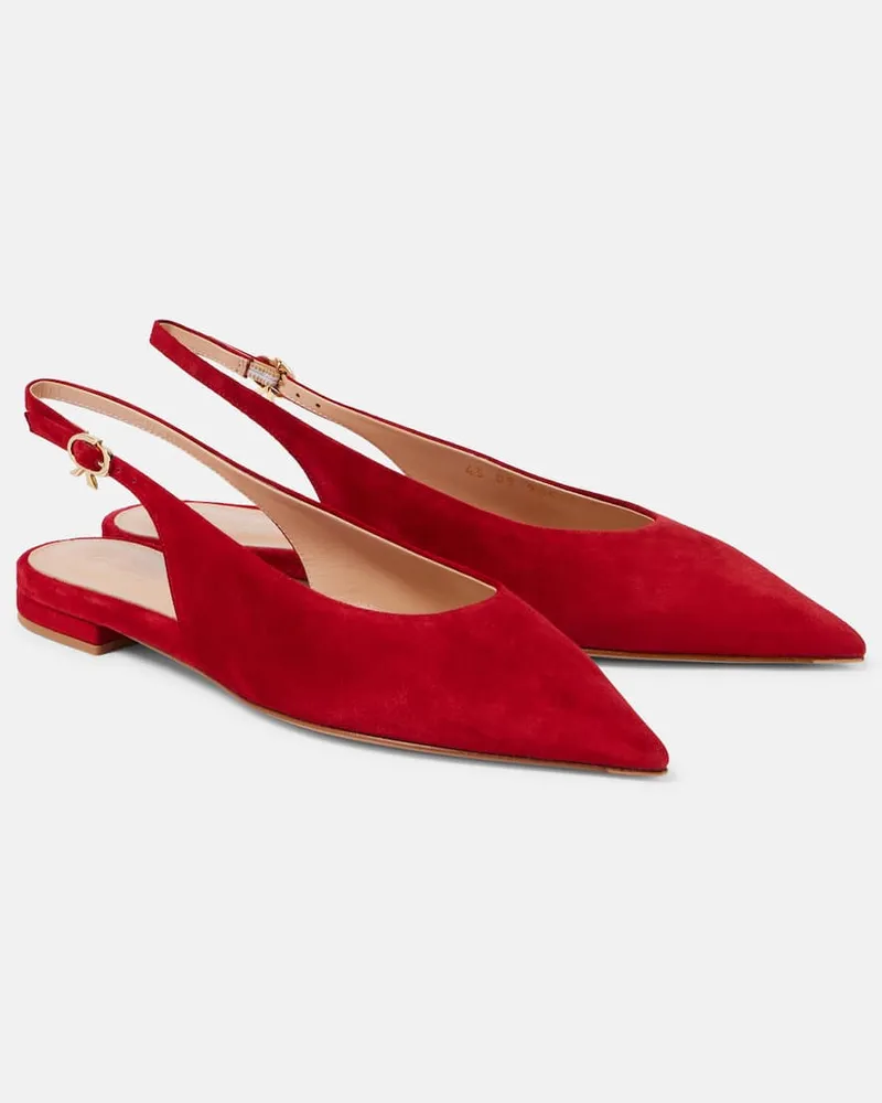 Gianvito Rossi Slingback-Ballerinas aus Veloursleder Rot