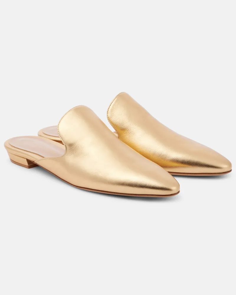 Gianvito Rossi Slippers Raja aus Metallic-Leder Gold