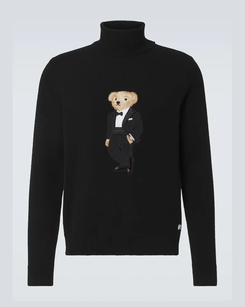 Ralph Lauren Rollkragenpullover Polo Bear aus Kaschmir Schwarz