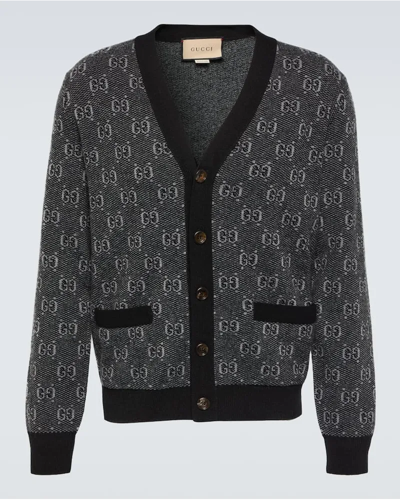 Gucci Cardigan GG aus Jacquard Grau