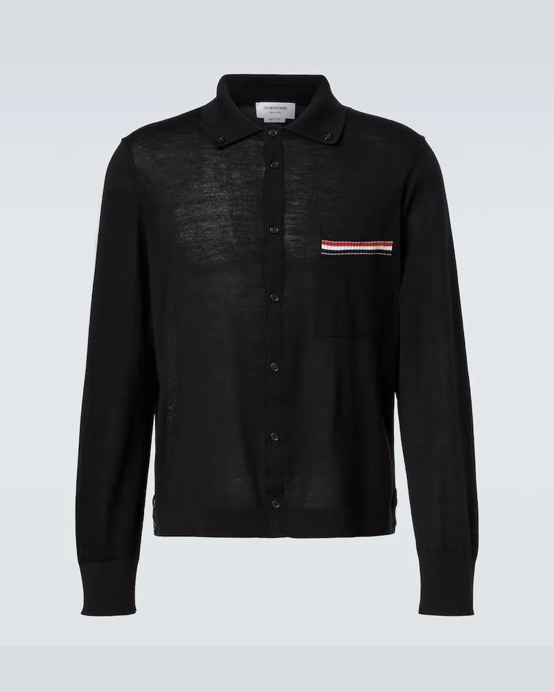 Thom Browne Cardigan RWB aus Schurwolle Schwarz