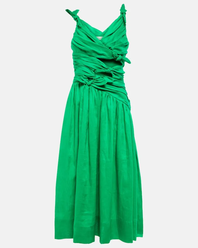 Zimmermann Midikleid Tiggy aus Leinen Grün