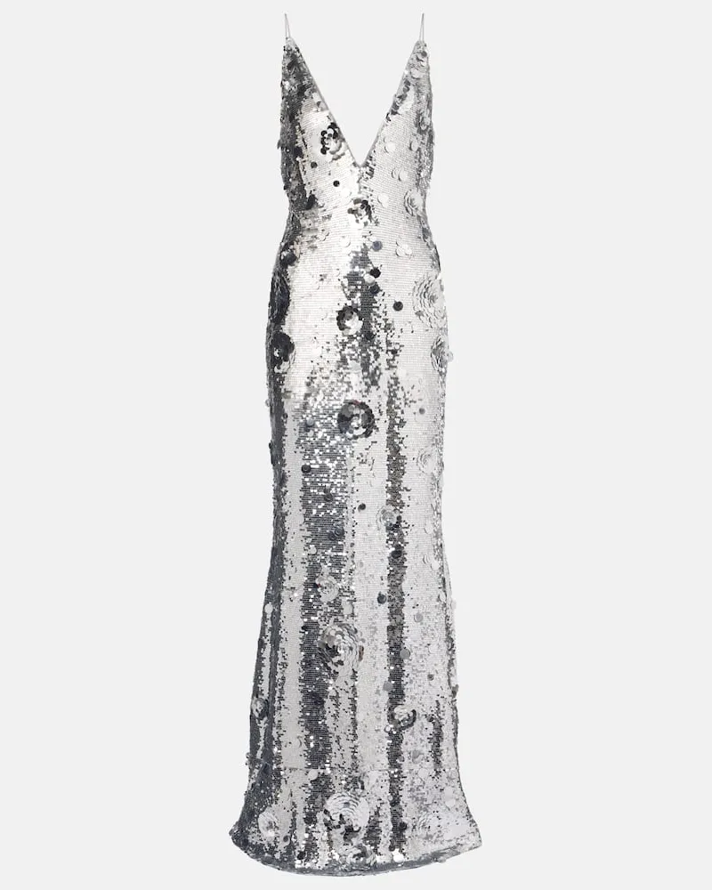 The New Arrivals Ilkyaz Ozel Robe Claudie mit Pailletten Silber