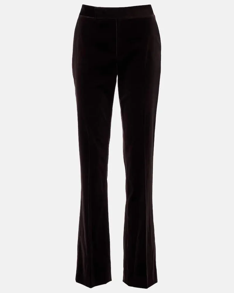 Ralph Lauren Gerade Hose aus Samt Braun
