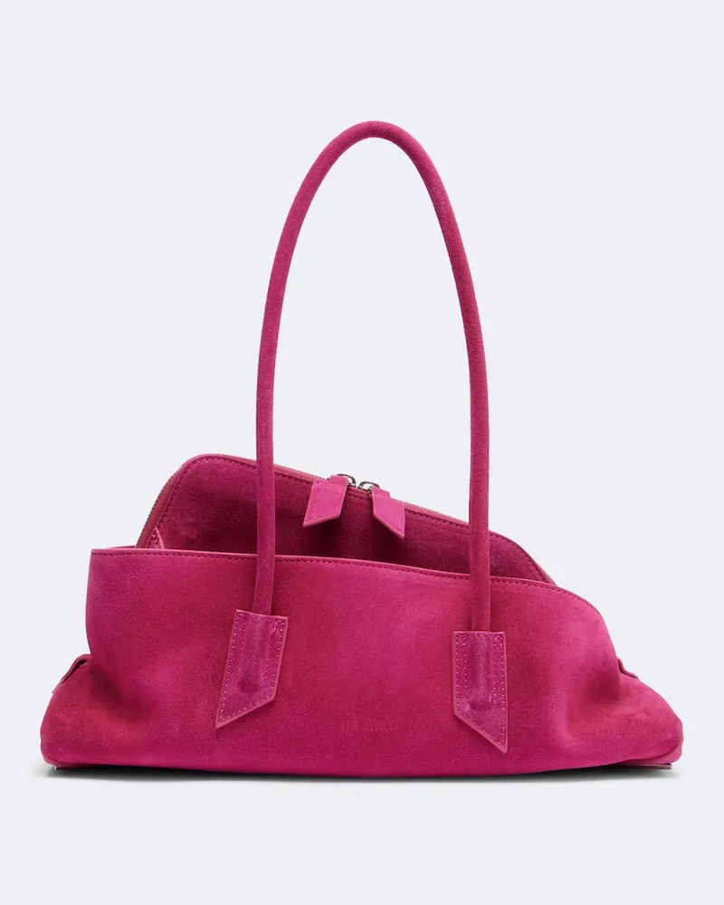 ATTICO Tote La Passeggiata Small aus Veloursleder Rosa