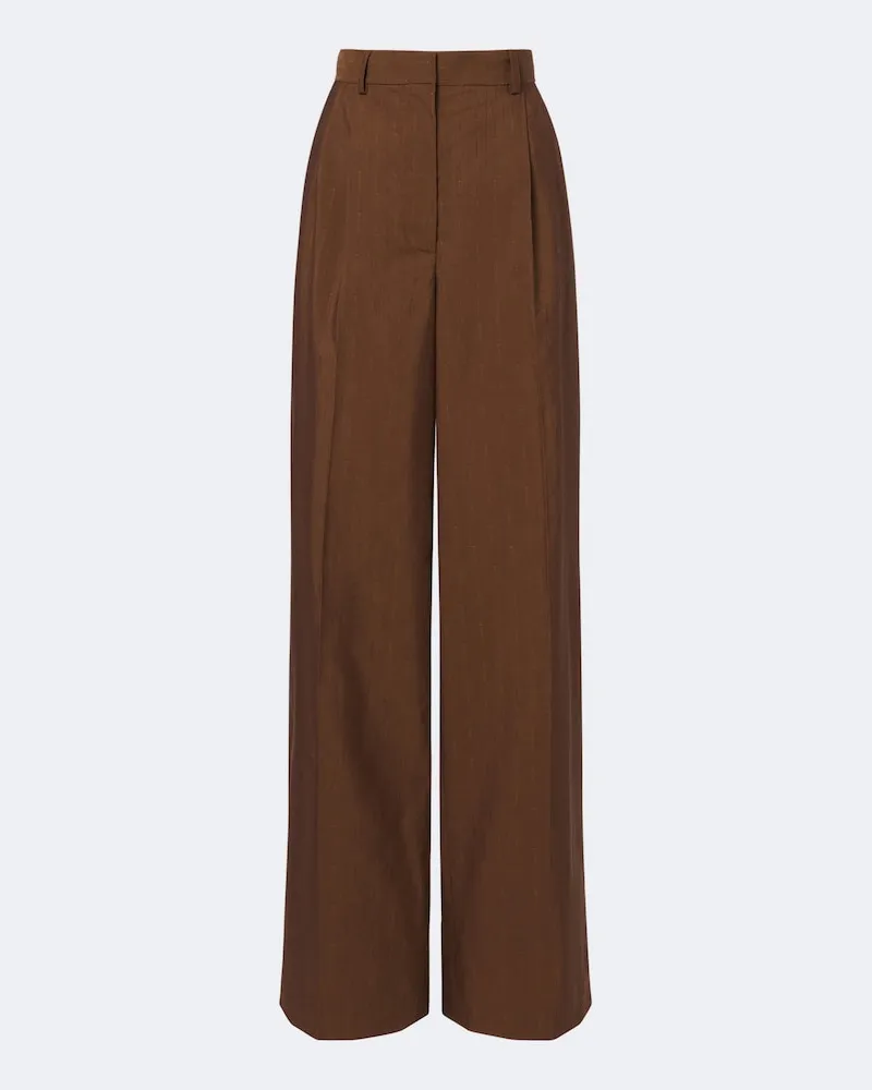 Stella McCartney Weite Hose aus Wolle und Seide Braun