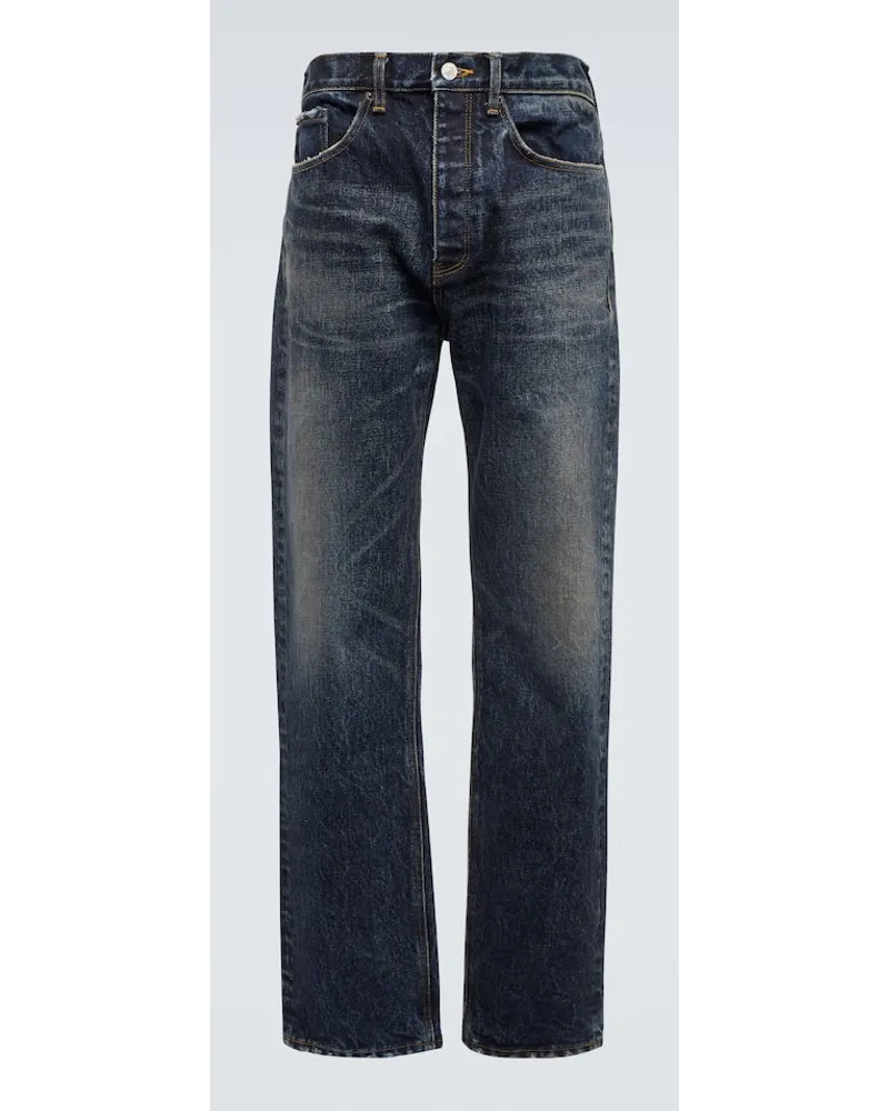 Balenciaga Mid-Rise Straight Jeans Blau