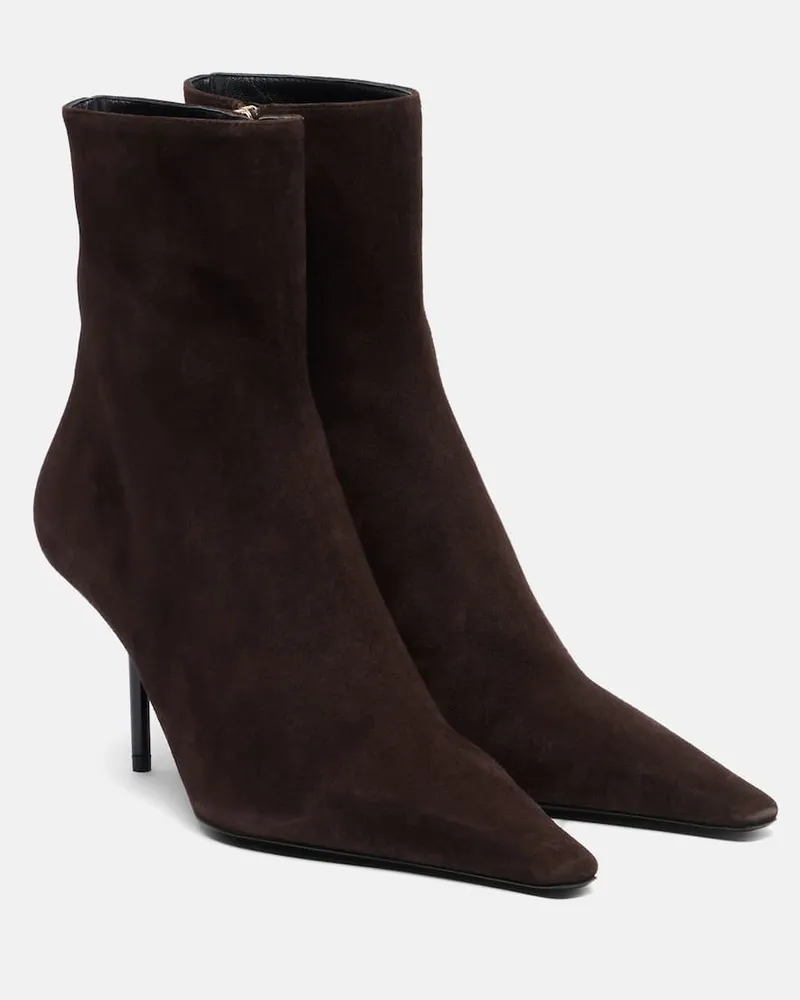 Victoria Beckham Ankle Boots Pointy 75 aus Veloursleder Braun