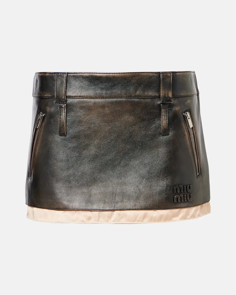 Miu Miu Minirock aus Leder Schwarz