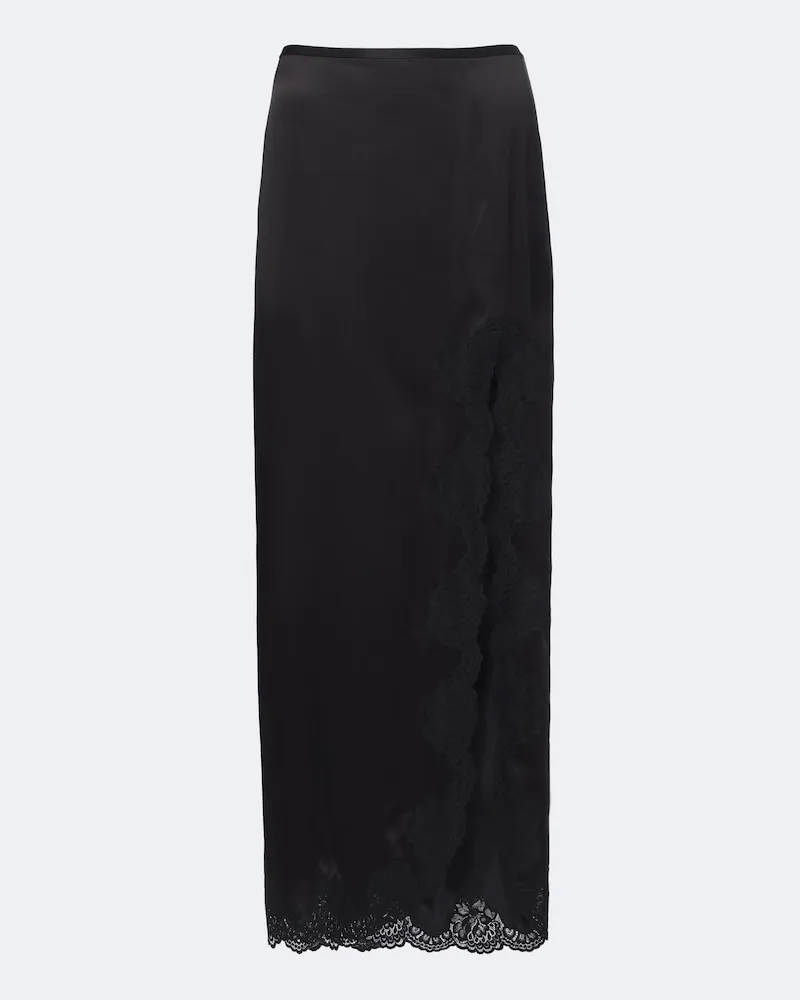 Valentino Garavani Midirock aus Seidensatin mit Spitze Schwarz