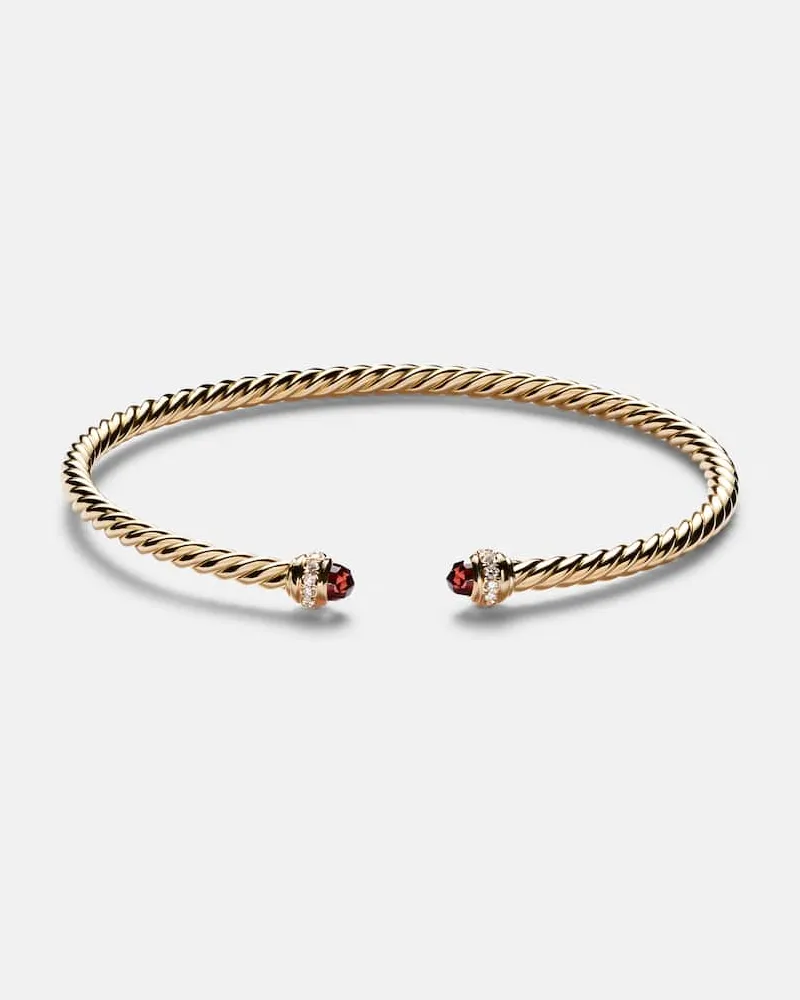 David Yurman Armreif Cablespira® Flex aus 18kt Gelbgold mit Diamanten und Granat Gold