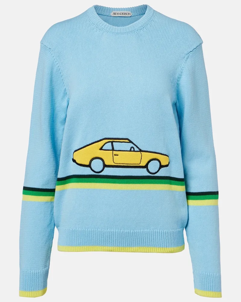 J.W.Anderson Bestickter Pullover aus Baumwolle Blau