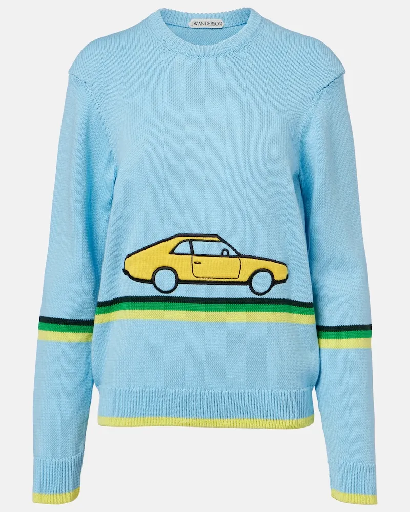J.W.Anderson Bestickter Pullover aus Baumwolle Blau