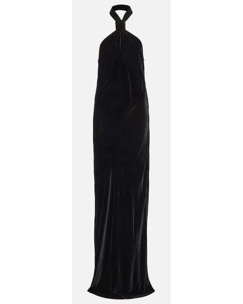 Ann Demeulemeester Maxikleid aus Samt Schwarz