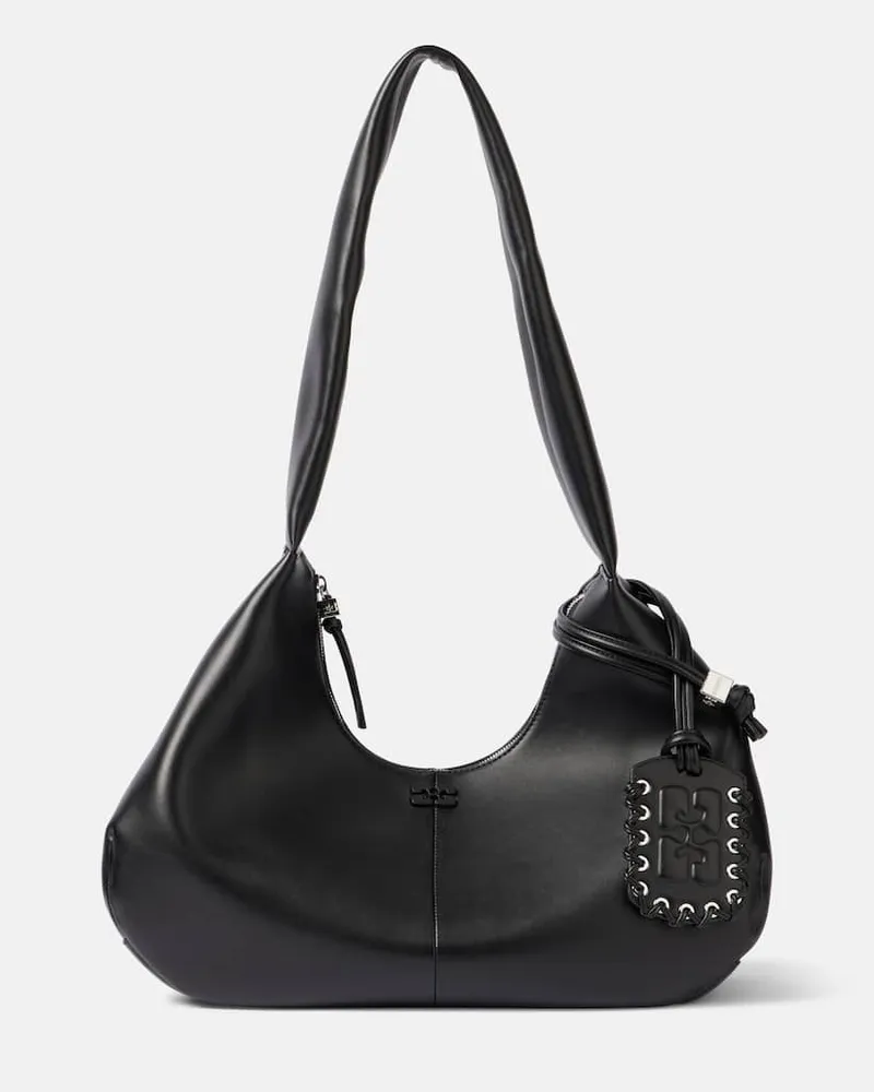Ganni Schultertasche Medium Schwarz