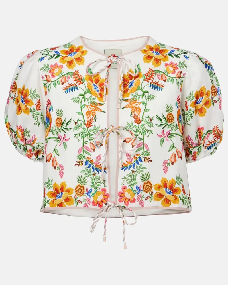 FARM Rio Bedruckte Bluse aus Leinen Multicolor