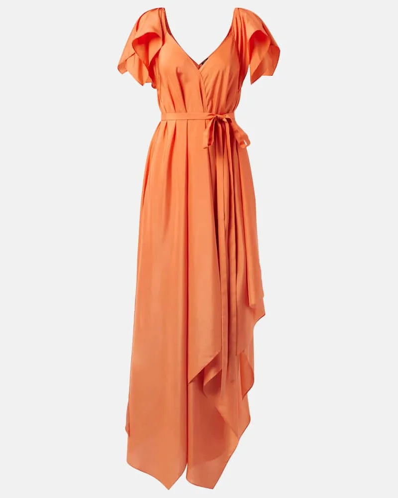 Joseph Maxikleid Plumet aus Seide Orange