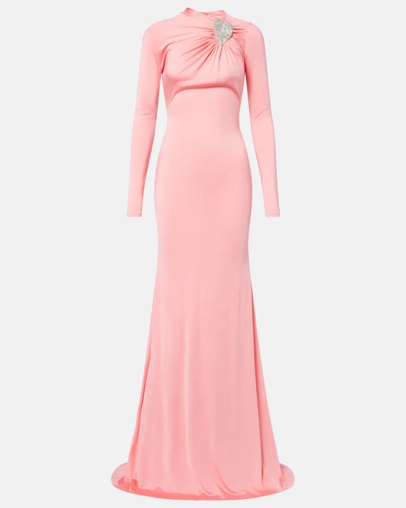 David Koma Verzierte Robe aus Satin Rosa