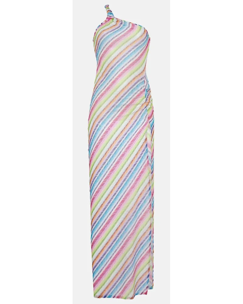 Missoni One-Shoulder-Maxikleid aus Häkelstrick Multicolor