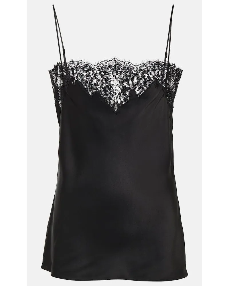 Stella McCartney Top aus Satin und Spitze Schwarz