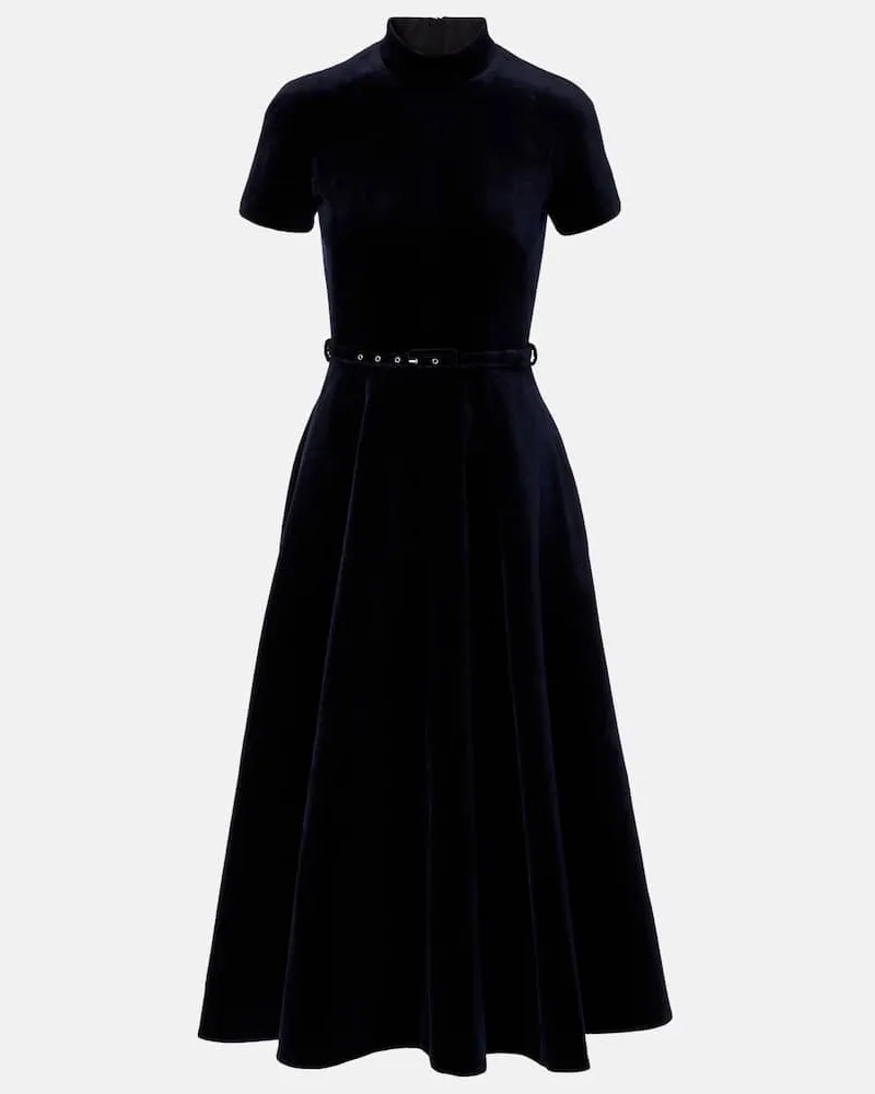 EMILIA WICKSTEAD Midikleid Camilla aus Baumwollsamt Blau