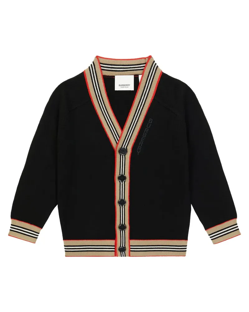 Burberry Cardigan Icon Stripe aus einem Wollgemisch Schwarz