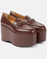 Gucci Plateau-Loafers Horsebit aus Leder Braun