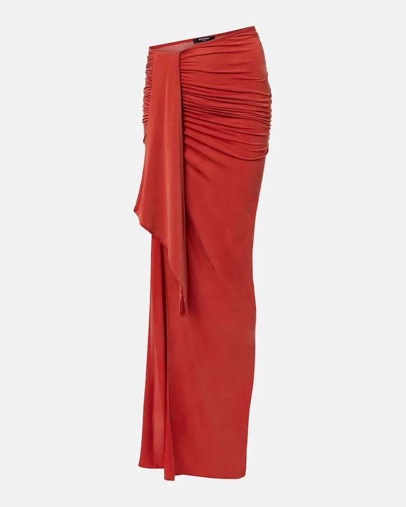 Balmain Maxirock aus Jersey Orange